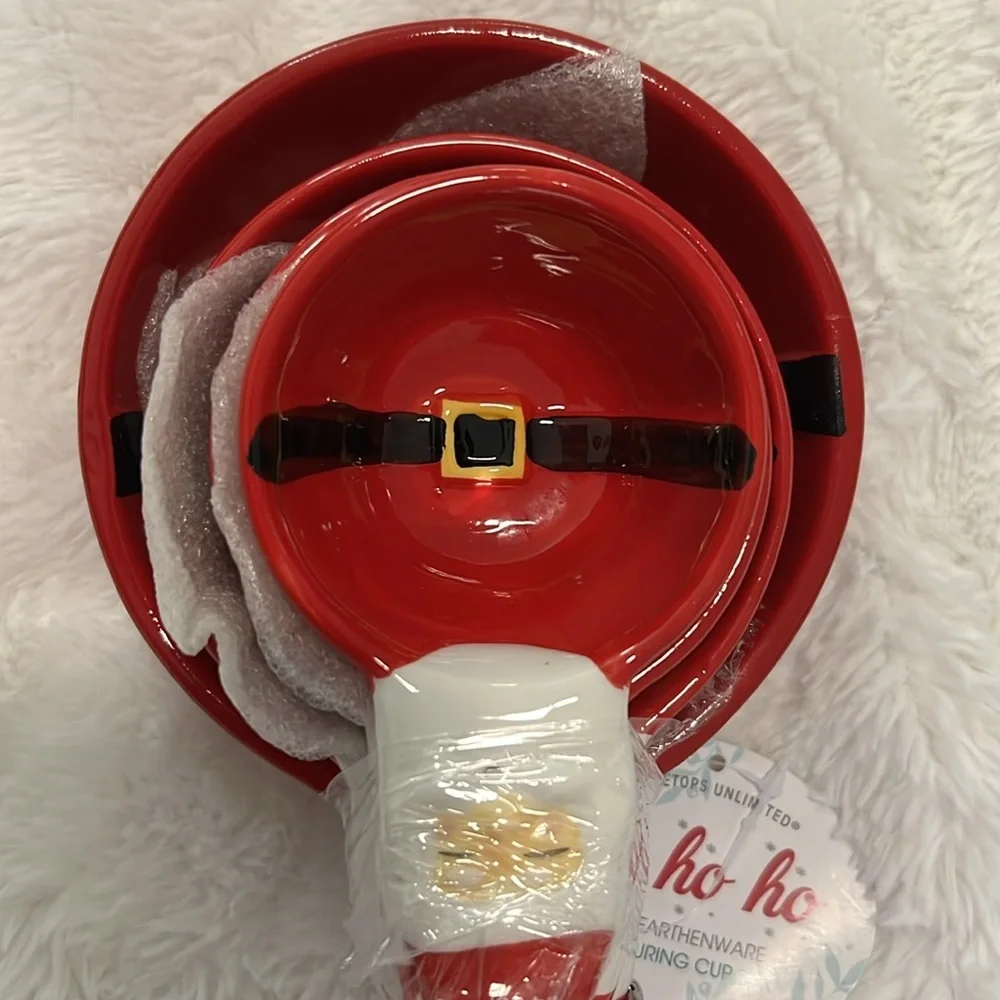 Table tops Unlimited Ho Ho Ho 4pc Earthenware Santa Measuring Cup Set